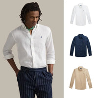 ACHETEZ 1, RECEVEZ 3 — CHEMISE EN LIN CLASSIQUE - Blanc Céramique • Bleu Marine • Beige Côtier / S